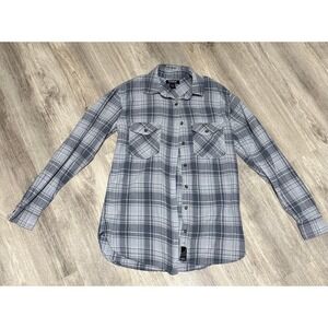 RSQ flannel gray plaid long sleeve‎ button Mens Size extra extra small